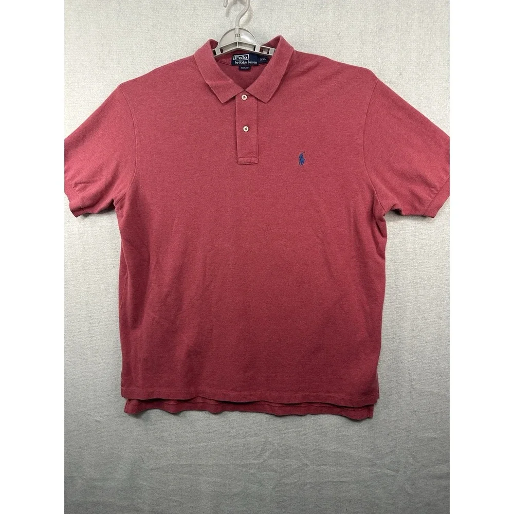 Polo By Ralph Lauren Men's XXL Polo Red Blue Pony Cotton Short Sleeve‎ Casual